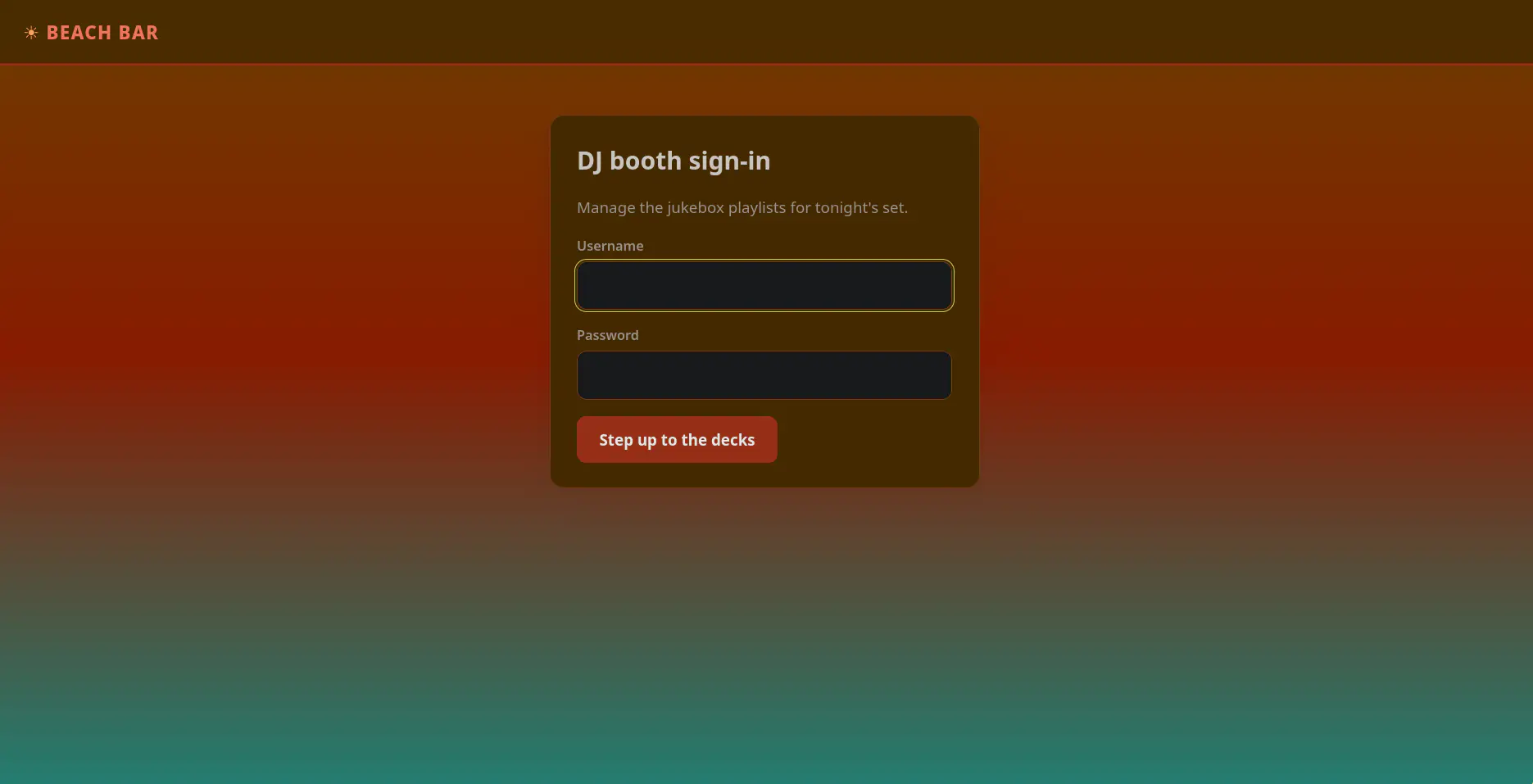 DJ Booth Sign-In Interface